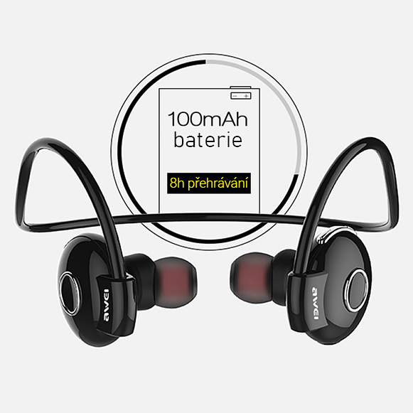 Bezdratová Bluetooth sluchátka za uši s dlouhou výdrží Awei A845BL